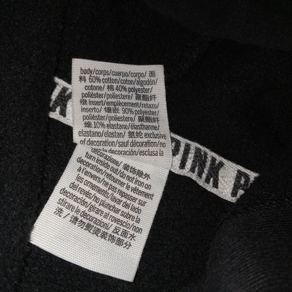 PINK Black Lace Sleeve Velvet Cropped Hoodie size XS - Picture 9 of 10